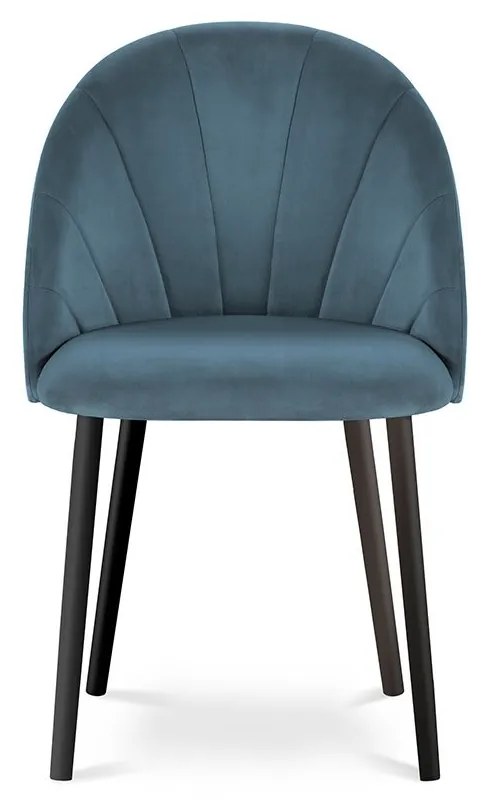 Modrá Zamatová stolička Livia dĺžka 52 × šírka 46 × výška 80 cm MILO CASA