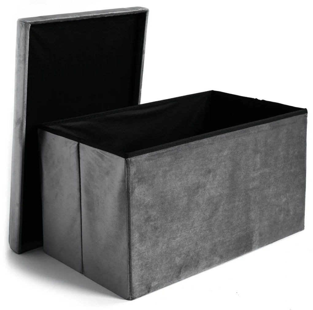 Taburet s úložným priestorom DIEGO XL zamatový sivý