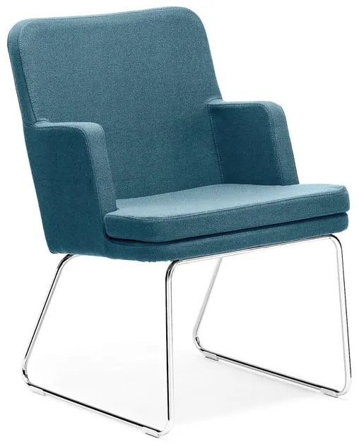 Kreslo EASY, chrómová podnož, látka Medley, ocean blue