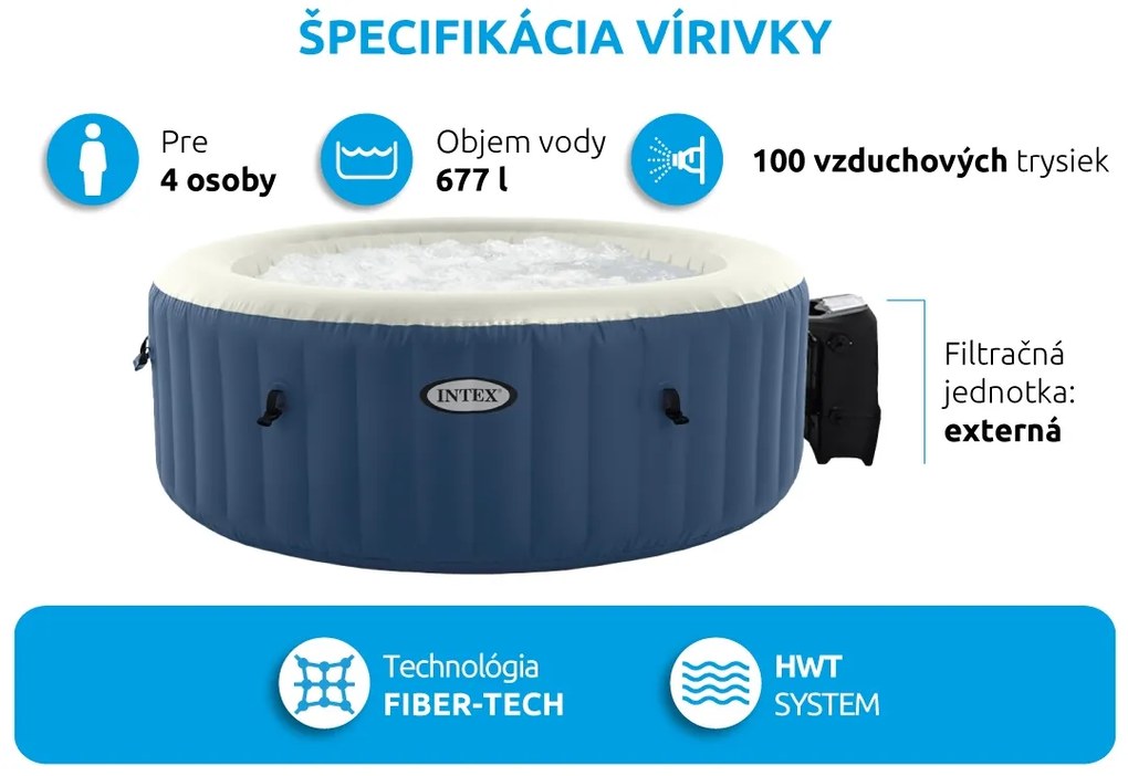 Intex | Vírivý bazén Pure Spa - Bubble HWS, modrý | 11400275