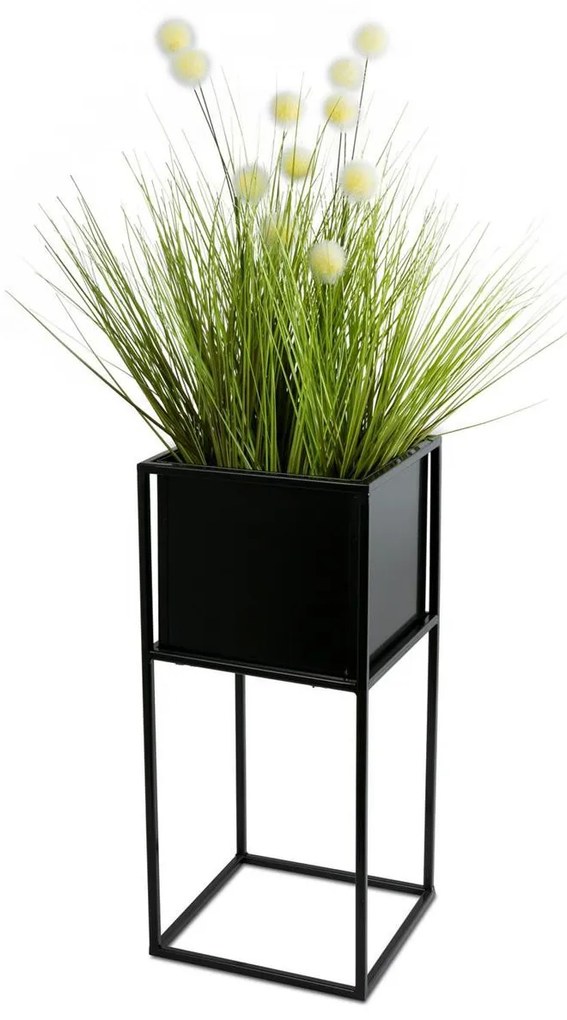 KOVOVÝ KVETINÁČ SO STOJANOM PLAIN 50X24 CM ČIERNA