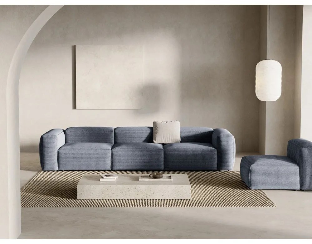 Sivomodrá menčestrová pohovka 364 cm Bergamo – Cosmopolitan Design