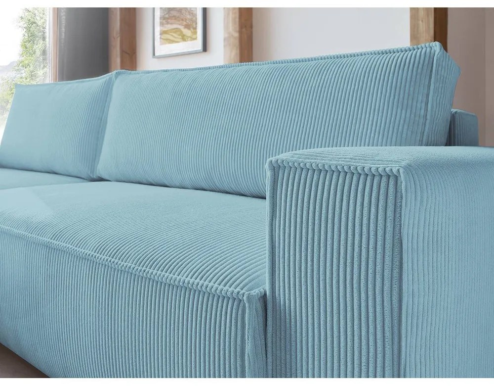 Menčestrová rozkladacia/s úložným priestorom rohová pohovka v mentolovej farbe Nihad – Bobochic Paris