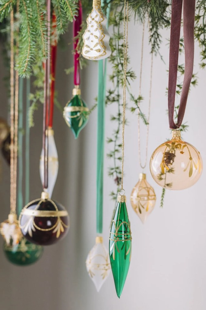 Bella Rose Sklenená vianočná ozdoba Srdce Zelená Lesk