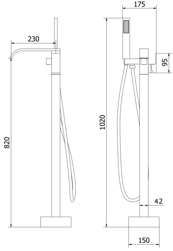 Mexen Lava, voľne stojaca vaňová batéria, zlatá lesklá, 752433-50