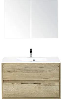Kúpeľňová zostava Sanox Porto mramor skrinka 90 cm dub svetlý