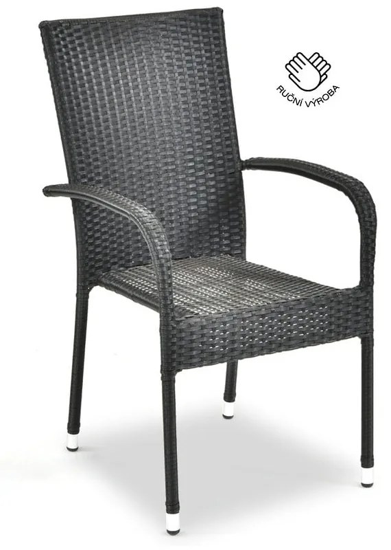 Čierna záhradná stolička z umelého ratanu Le Bonom Paris, výška 95 cm