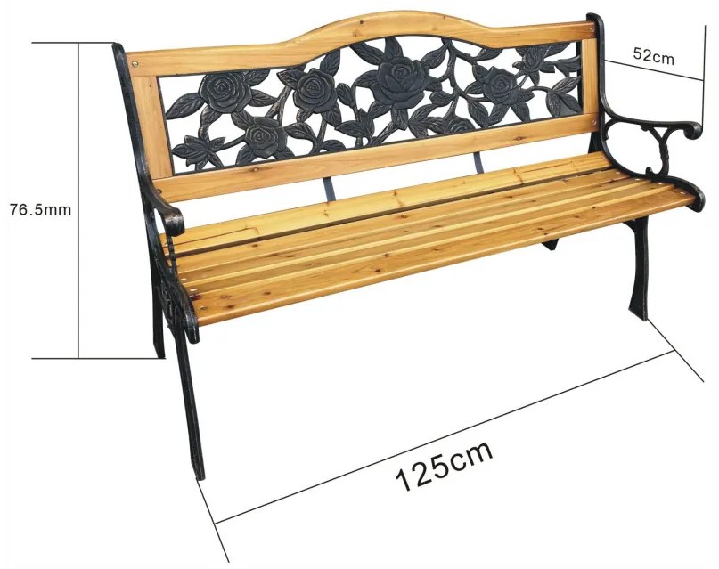 Záhradná lavička Rony (čierna + prírodné drevo). Akcia -23%. Vlastná spoľahlivá doprava až k Vám domov. 1088101