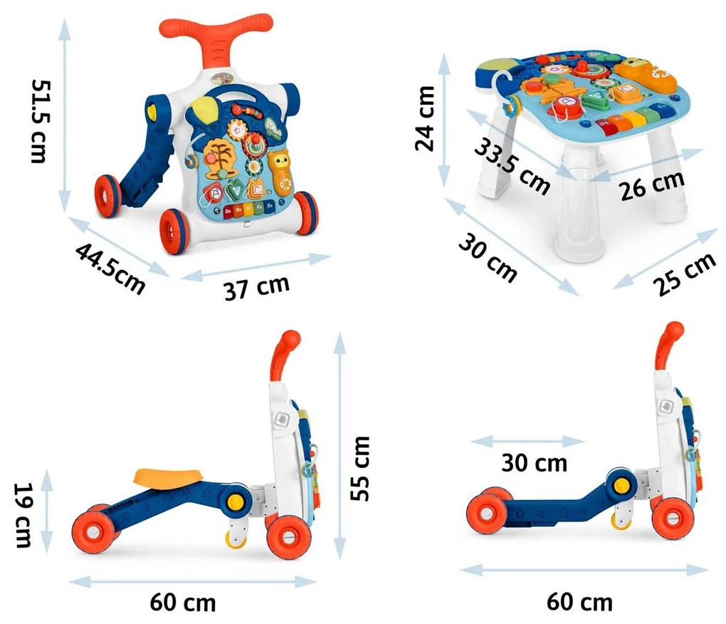 Ricokids vzdelávací stôl 4v1 modrý 781900