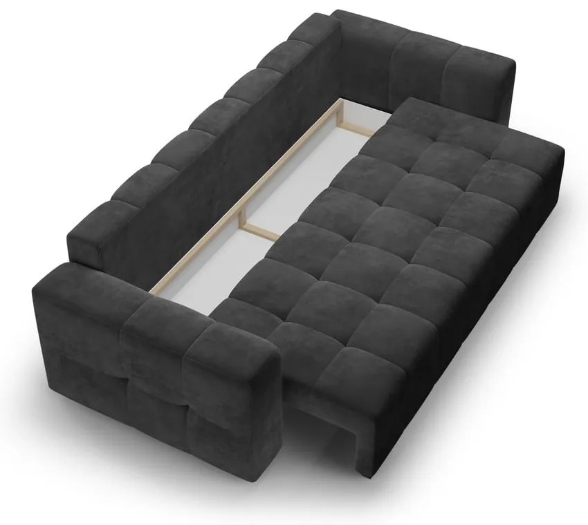 Tmavosivá zamatová rozkladacia pohovka Milo Casa Luca