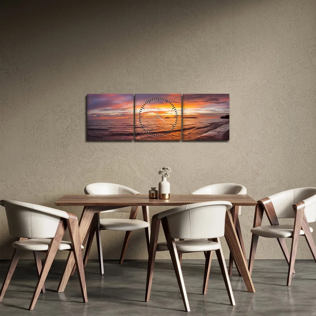Obraz - Západ slnka (s hodinami) (90x30 cm)
