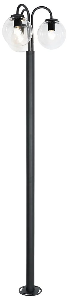 Lampa svietidlo čierna s priehľadným sklom 200 cm 3-svetlo IP44 - Sfera