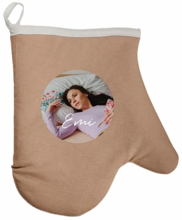 Kuchynská rukavica s vlastnou fotkou EMI, čierna