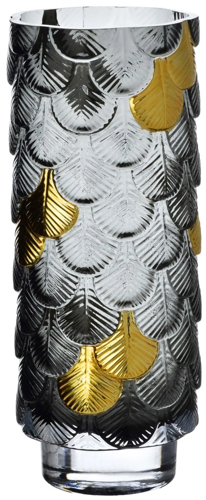 Skleněná váza Serenite 10x26 cm šedá/zlatá