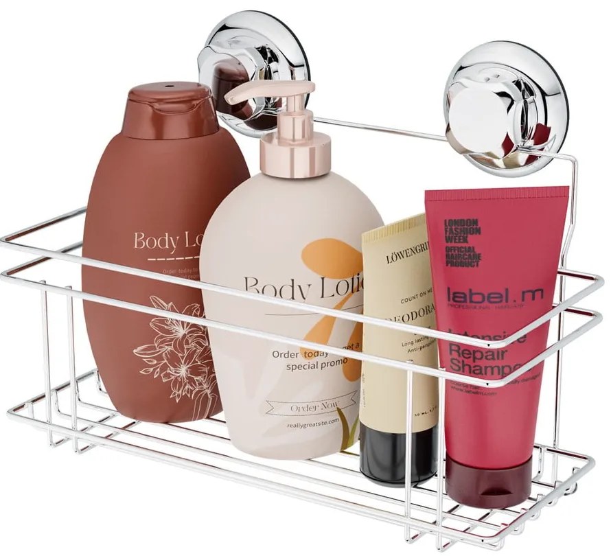 Samodržiaca kovová kúpeľňová polička v striebornej farbe Bestlock Bath – Compactor