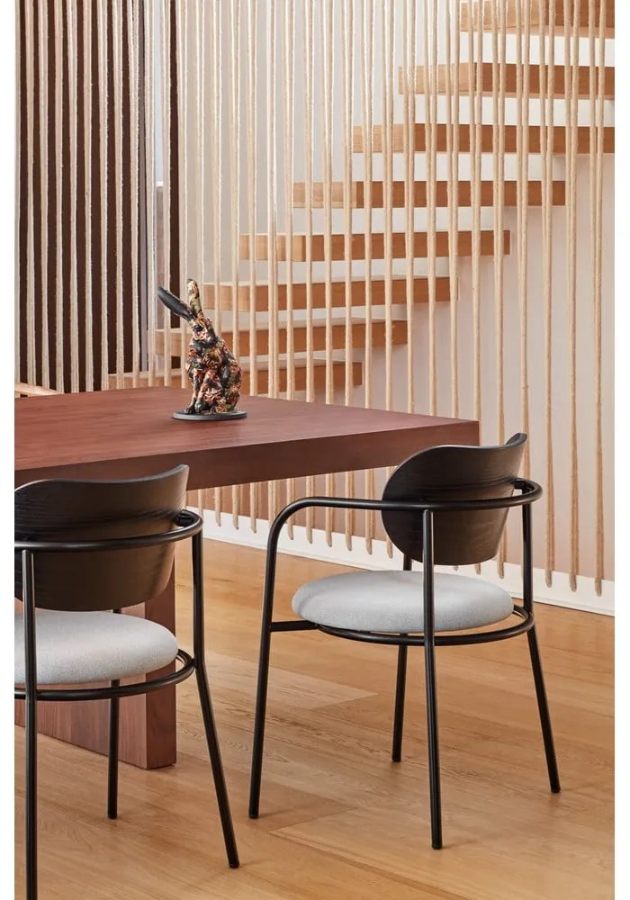 Čierno-sivá jedálenská stolička v dekore jaseňa Eclipse - Teulat