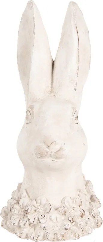 Béžová antik cementová busta králik - 11*11*24 cm