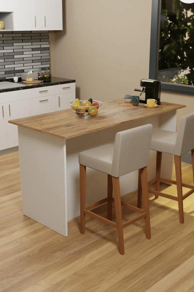 Kuchynský ostrovček VERRI, biela/pine