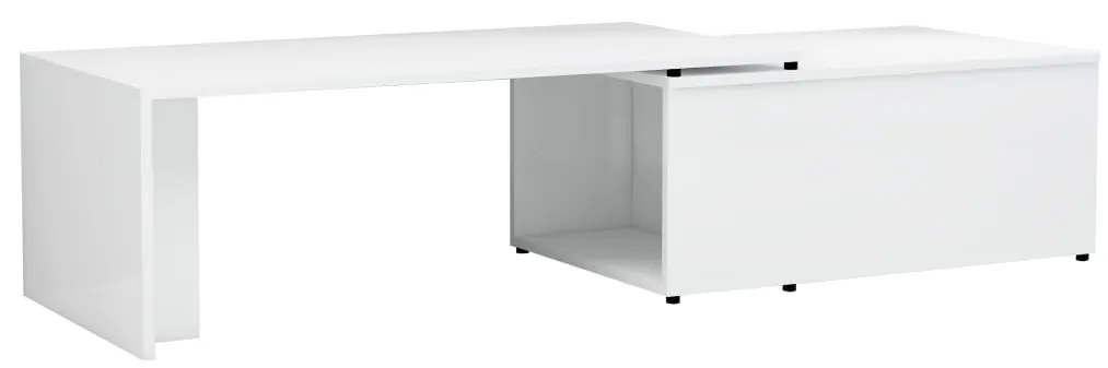 vidaXL Konferenčný stolík lesklý biely 150x50x35 cm drevotrieska