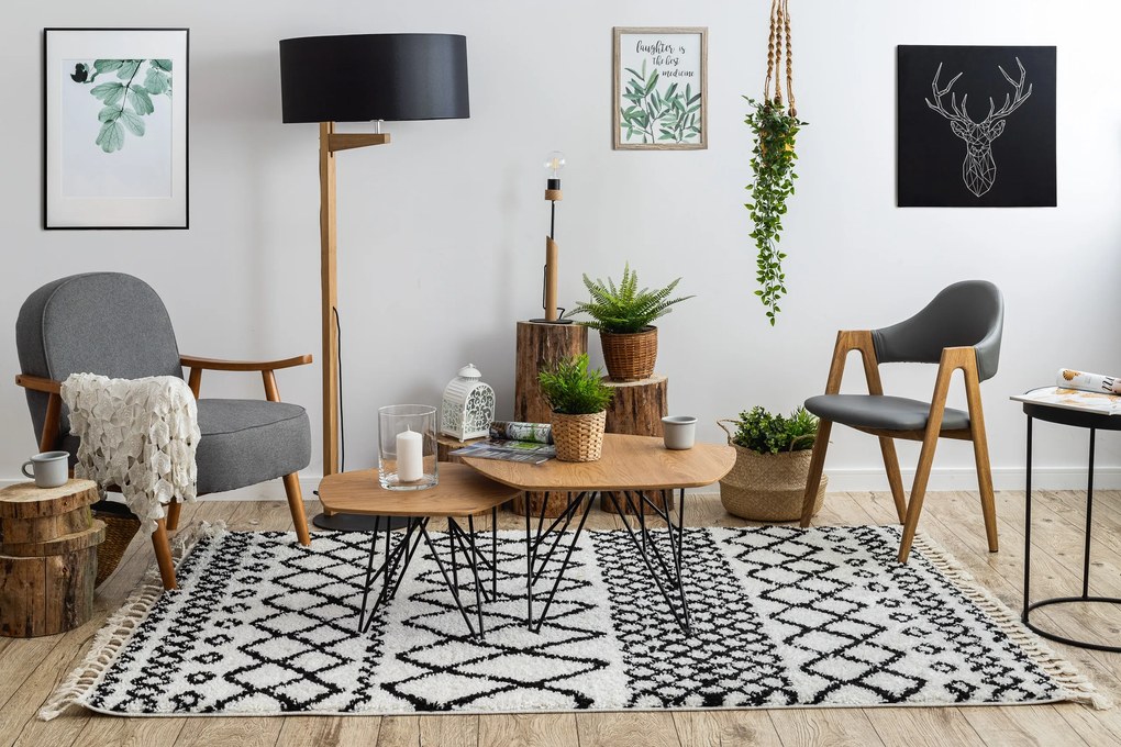 Behúň BERBER SAFI, biely, strapce