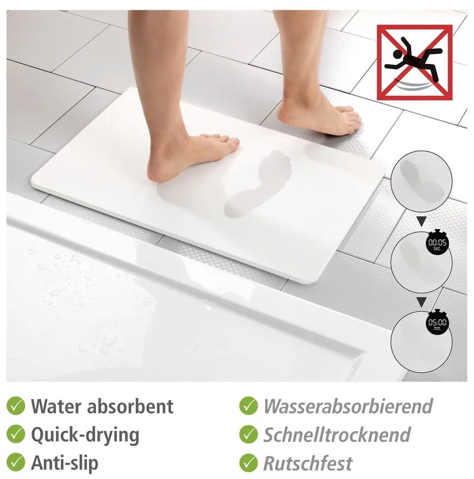 Biela kúpeľňová predložka z kremeliny 39x60 cm Simi – Wenko
