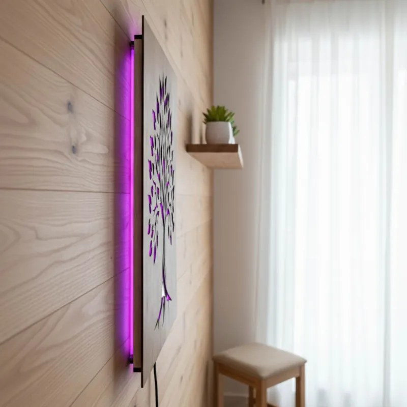 Podsvietený drevený obraz „Strom života led | SENTOP LED0564