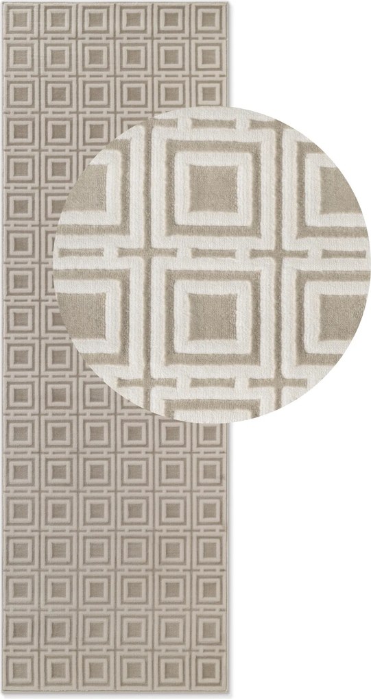 ELLE Decoration, Koberec behúň Perles 106191 Cream z kolekcie Elle, 80x240, béžová, obývacia izba