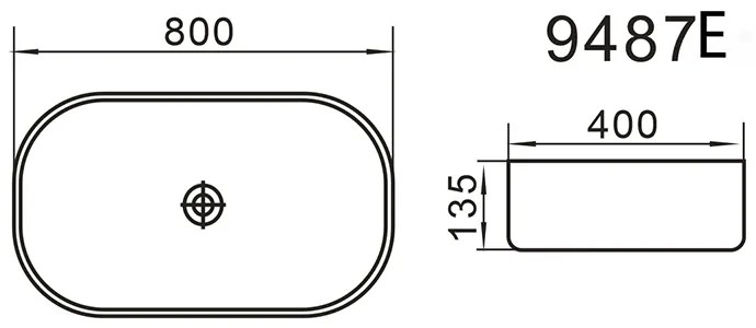Erga Paola, umývadlo na dosku 800x400x135 mm, biela lesklá, ERG-V03-9487E-WH