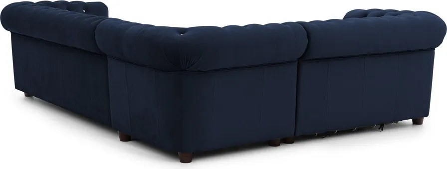 Modrá zamatová rozkladacia rohová pohovka (ľavý roh/do L) York Blik – Ropez