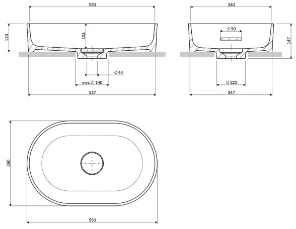 OMNIRES OVOUNTE - Umyvadlo OVO 55x36 cm dolomit/matná terakota