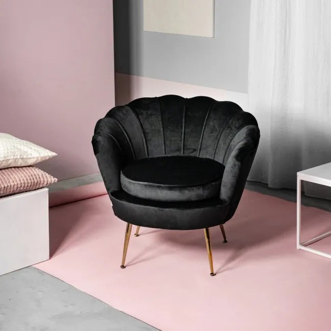 Kreslo SHELLY zamatové čierne 978573