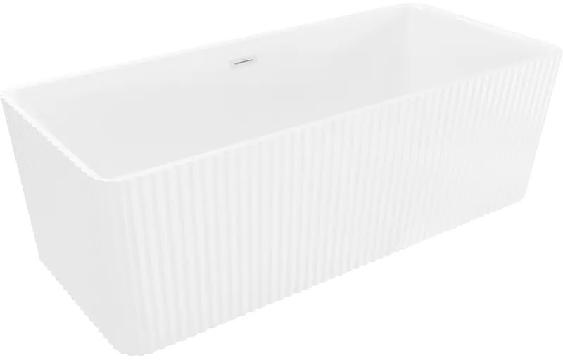 Mexen Nila, voľne stojaca ryhovaná vaňa 170 × 75 cm, biela lesklá, biely prepad, 52841708000-20
