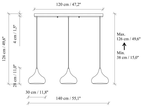 Luster na lanku MUBA 3xE27/40W/230V čierny