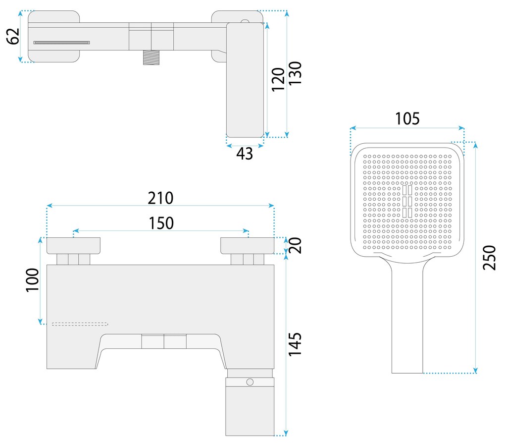 Rea Joe, vaňová batéria s ručnou sprchovou súpravou, zlatá matná, REA-B8992