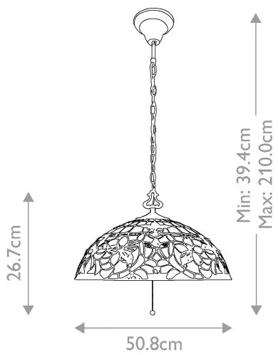 Elstead QZ-KAMI-P - Luster na reťazi Tiffany KAMI 3xE27/60W/230V