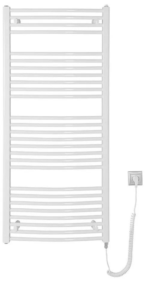 Aqualine - Kúpeľňový elektrický radiátor ORBIT-E 600W/230V 132 cm biela oblý