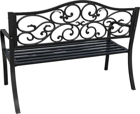 Lean Záhradná kovová lavička – 127cm, čierna