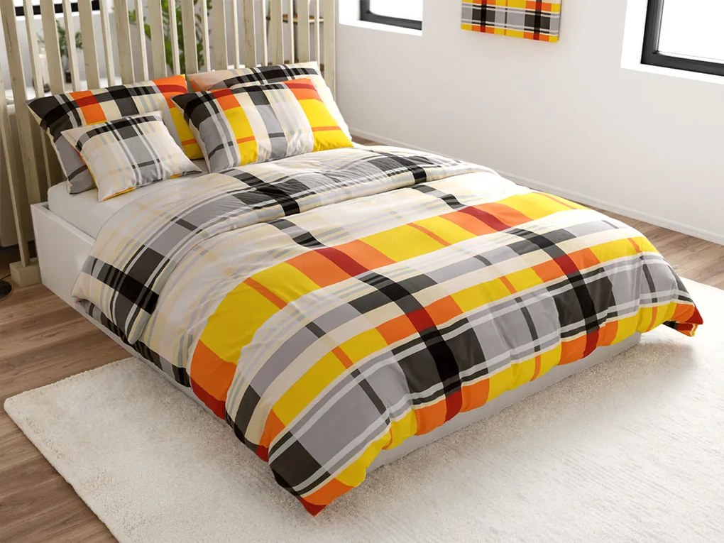 Obliečky z Renforcé bavlny ORANGE KUBE farebné Rozmer obliečok: 70 x 90 cm | 140 x 200 cm