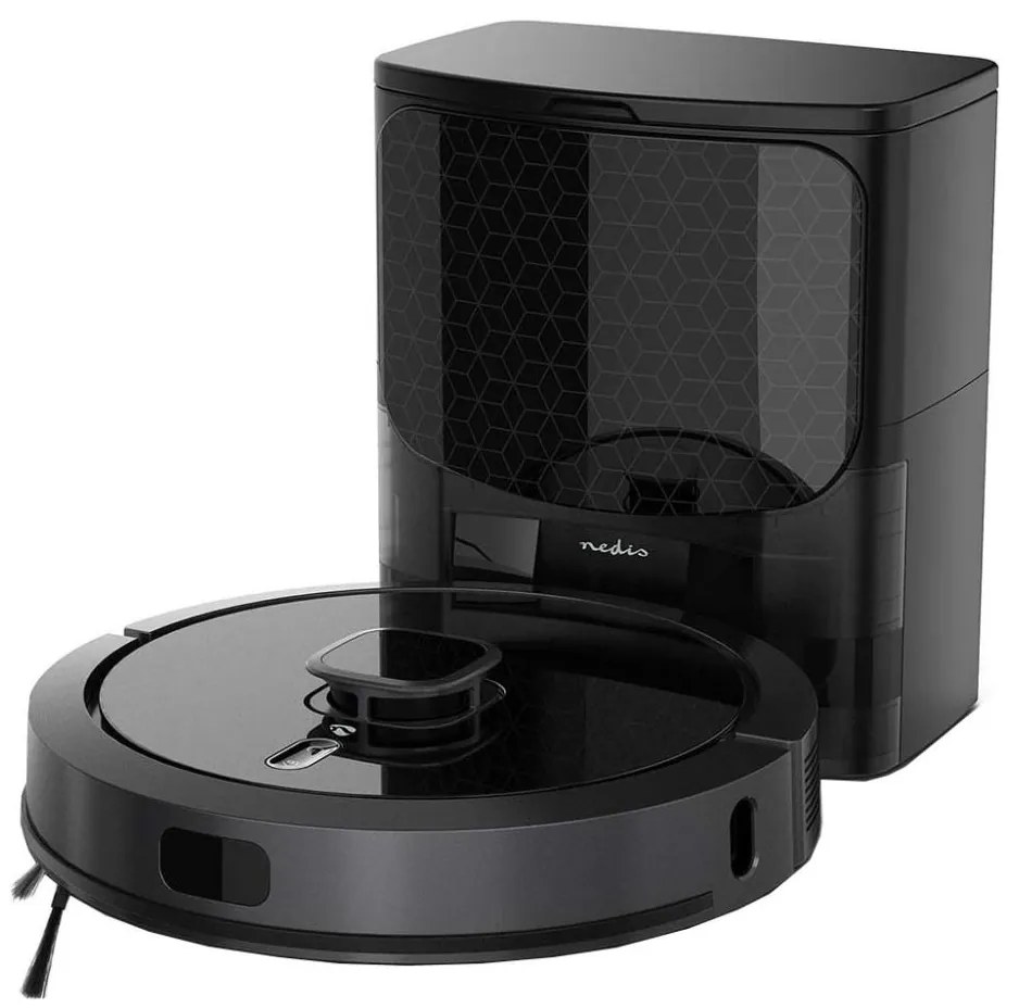 Nedis WIFIVCL002CBK - Inteligentný robotický vysávač s mopom Wi-Fi Tuya čierna + DO