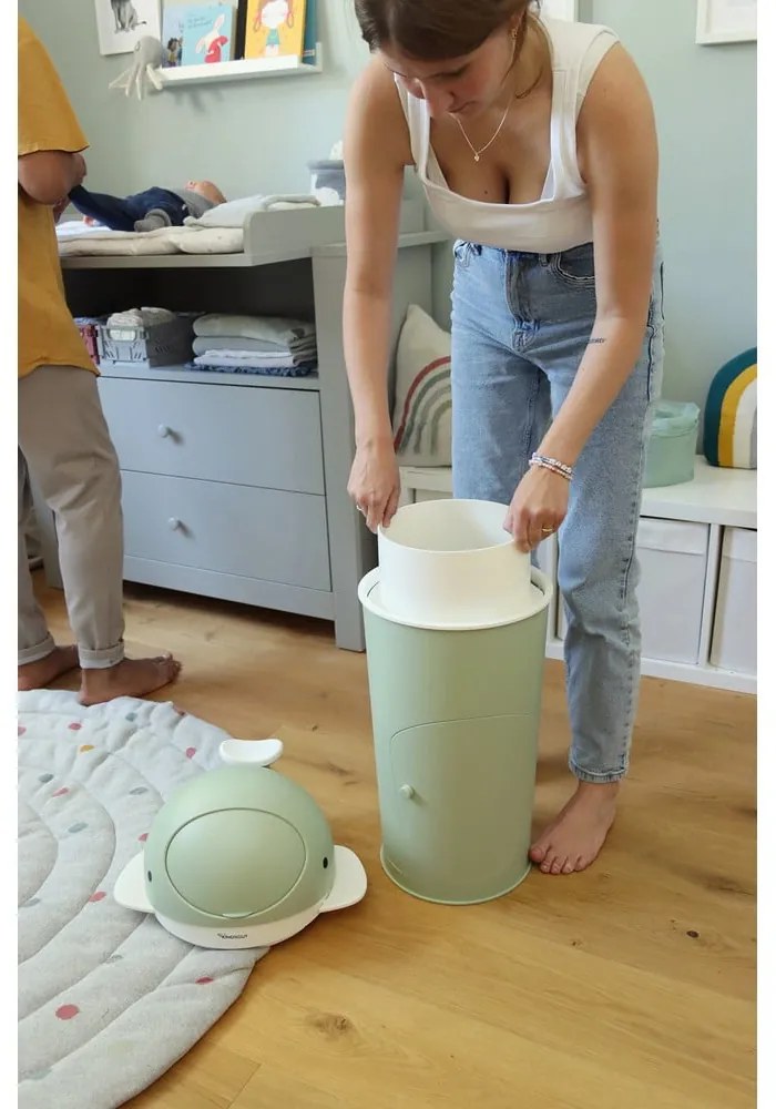 Zelený plastový odpadkový kôš na plienky 25 l Whale – Kindsgut