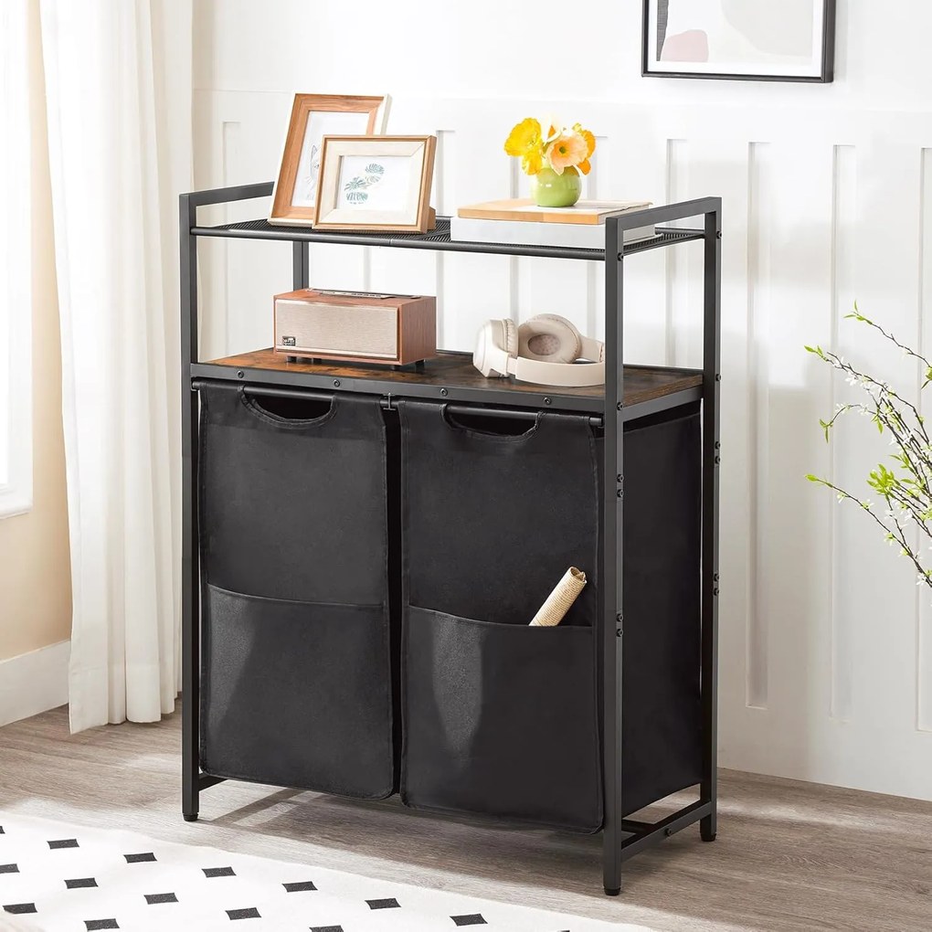 Koš na prádlo Vasagle Ermira 100 l černý/hnědý