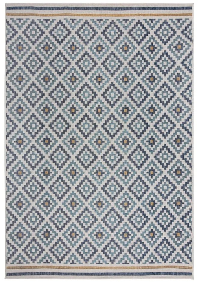 Žlto-modrý vnútorný a vonkajší koberec 200x290 cm Zia Trellis – Flair Rugs