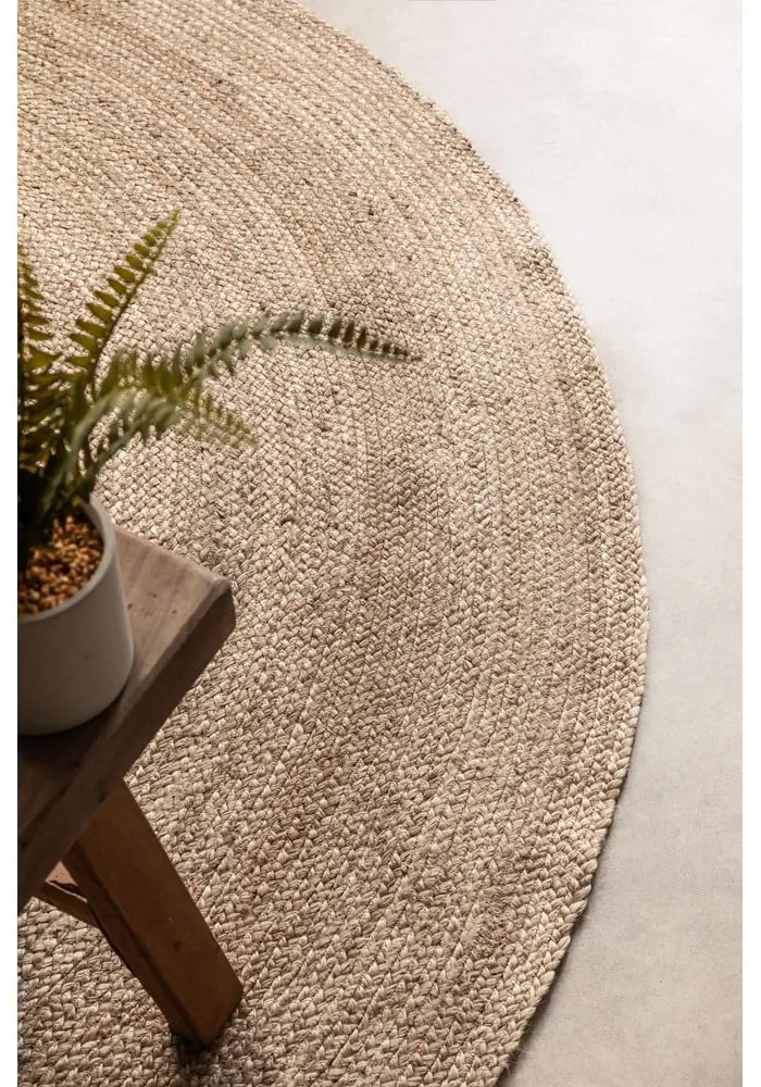 Obojstranný jutový okrúhly koberec v prírodnej farbe ø 100 cm Braided Grey – Hanse Home