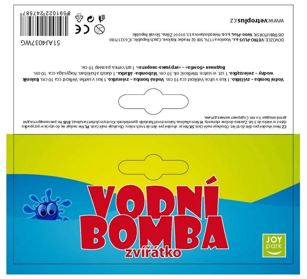 Joy Park Vodná bomba zvieratko, 10 cm