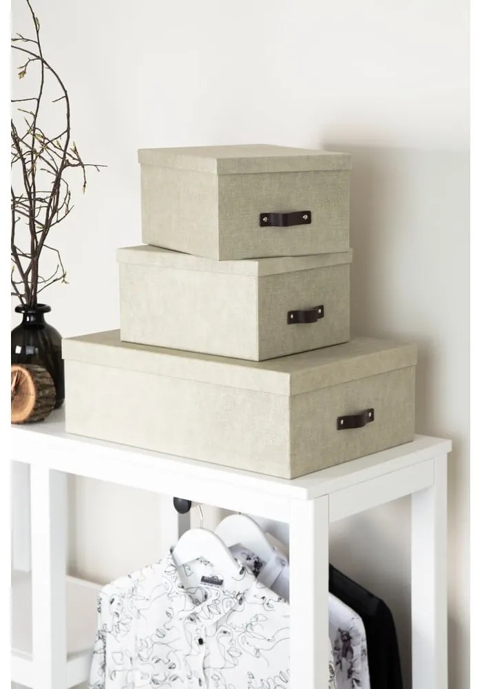 Súprava 3 béžových úložných škatúľ Bigso Box of Sweden Inge