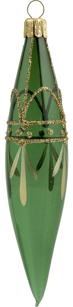 Bella Rose Sklenená vianočná ozdoba Kvapka Zelená Lesk