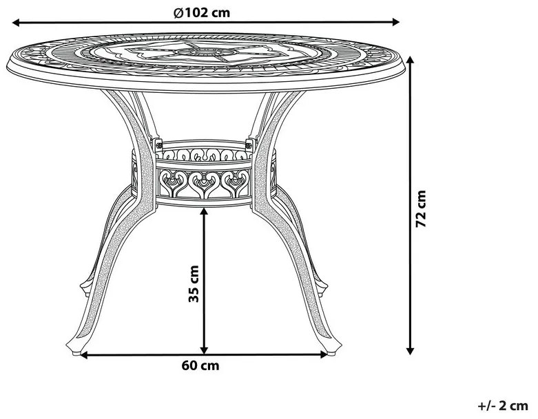 Záhradný stôl 102 cm SALIO (MDF) (hnedá) (pre 4 osoby). Vlastná spoľahlivá doprava až k Vám domov. 1018808