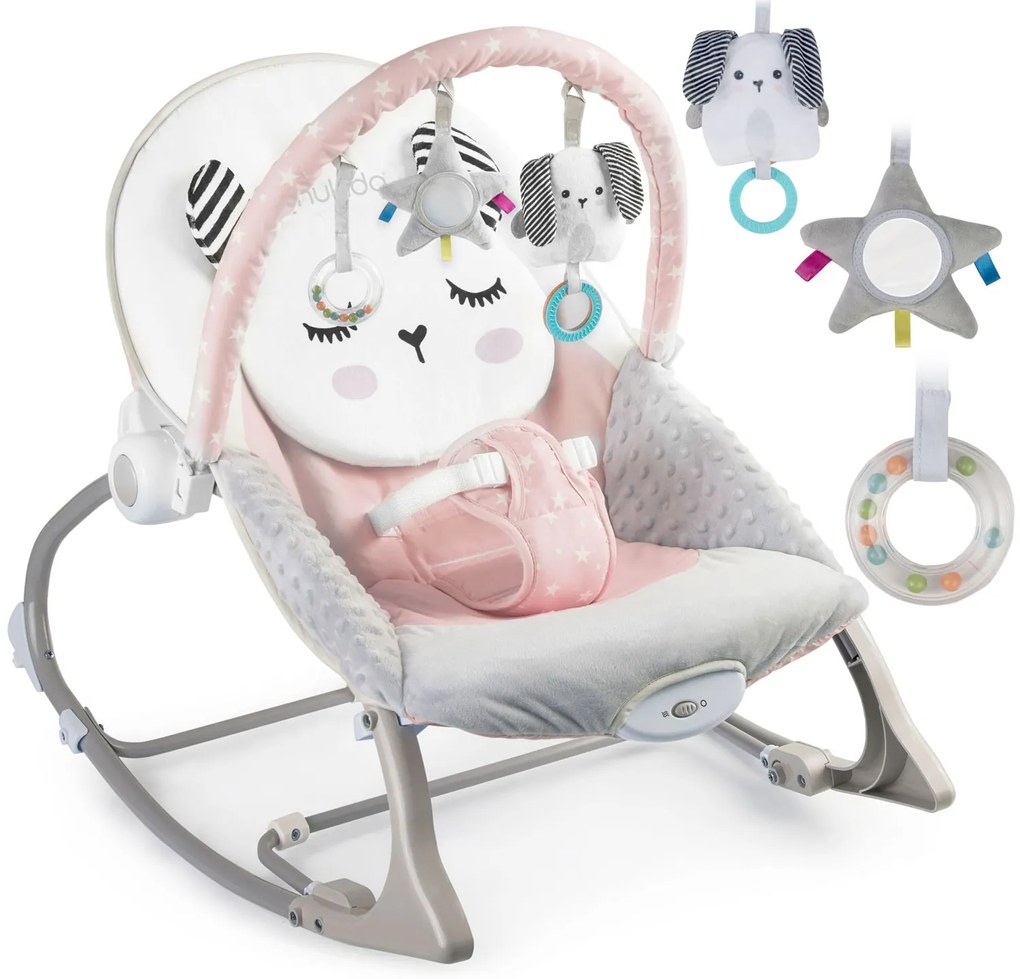 Hojdacie lehátko Nukido s vibráciou – ružové