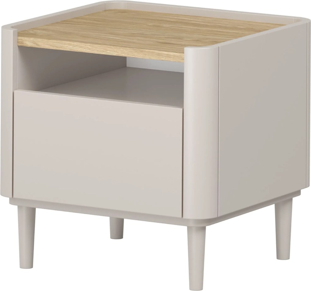 Nočný stolík Elivo 50 cm na nožičkách - kašmírová / dub olejovaný
