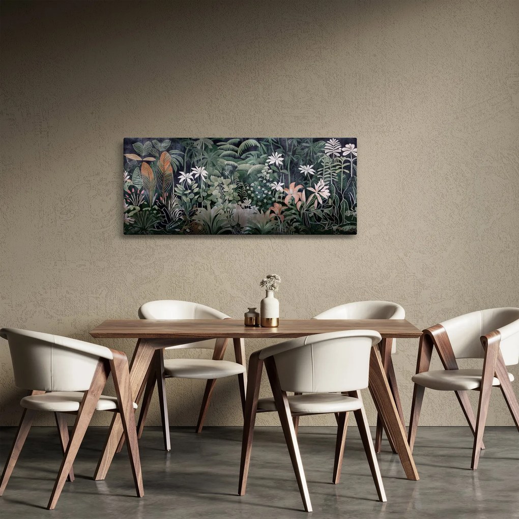 Obraz - Maľovaný vzor džungle (120x50 cm)